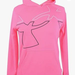 Under Armour Girls Armour Fleece Dual Logo Hoodie Pink
